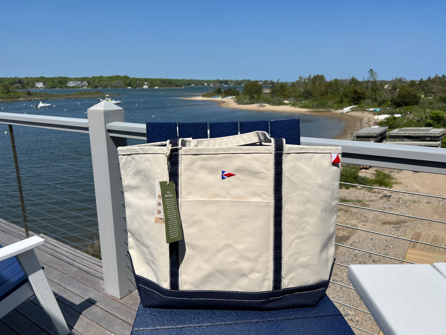Classic Boat Tote With Navy Trim and WYC Burgee