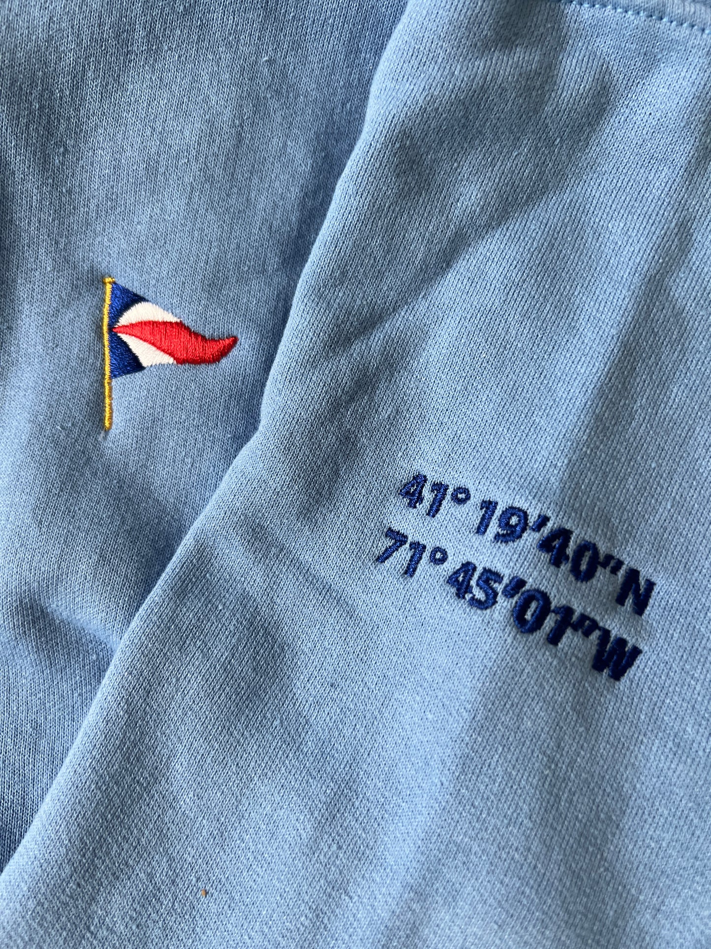Kids Youth Hoodie Sweatshirt With Embroidered Burgee and Longitude / Latitude