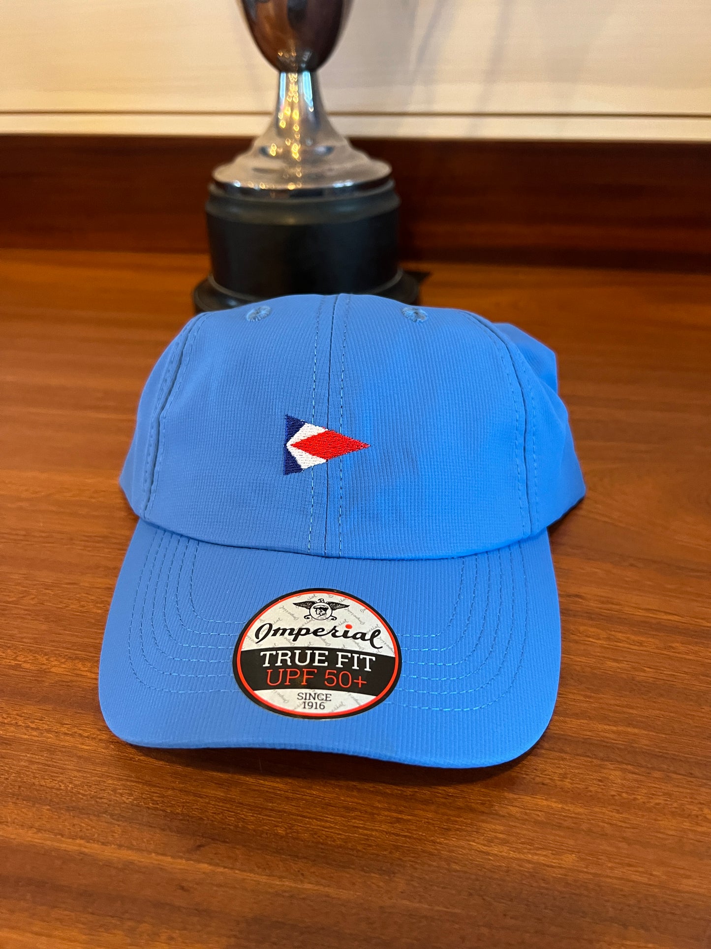 Performance Cap Red with Burgee and Velcro Strap BLUE WHITE
