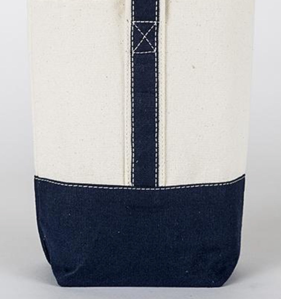 Classic Canvas Tote - Double Bottle Wine Bag with embroidered burgee