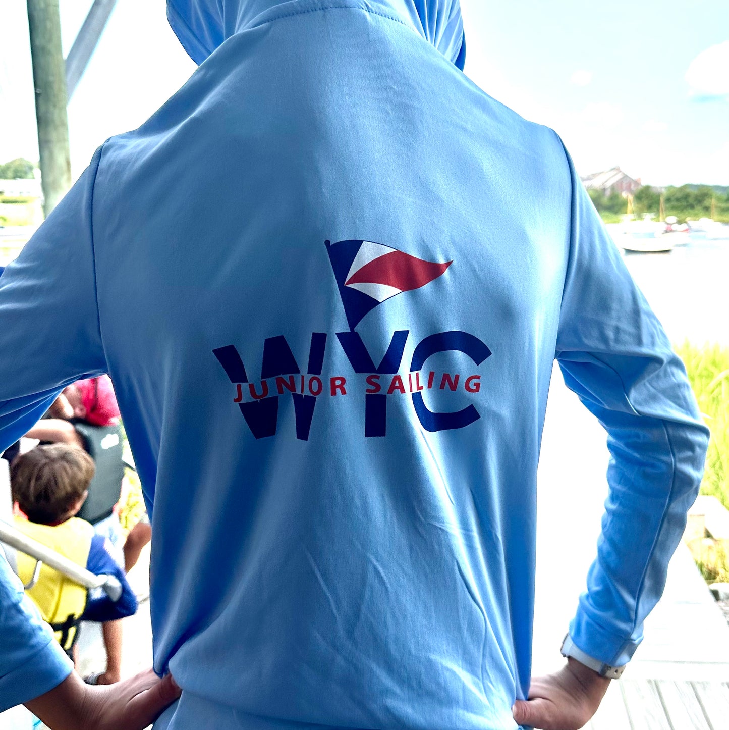 Kids Junior Sailing Tech Hoodie Blue SPF 50