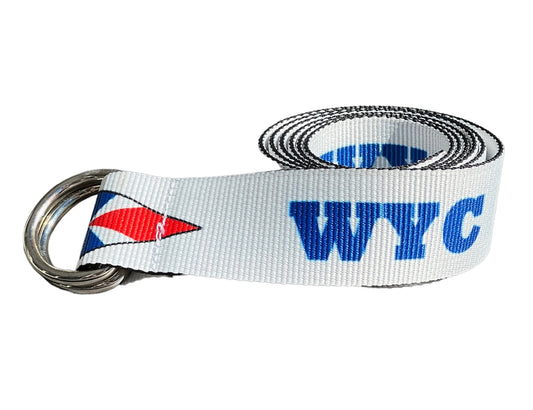 WYC White Double Sided Pattern D Ring Belt